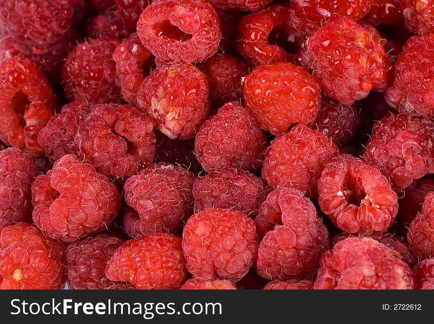 Close up  of raspberries as  a  background  or  texture