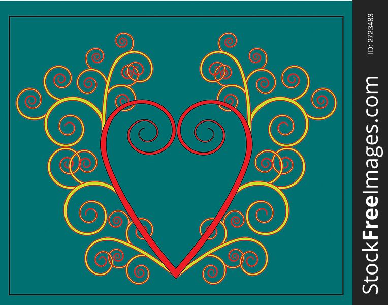 Vector Heart red with flourish