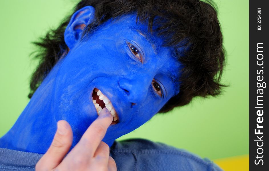 A blue boy like an alien