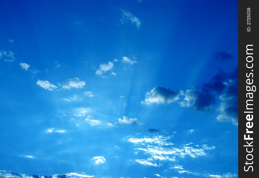 Blue sky of vibrant color with clouds. Blue sky of vibrant color with clouds