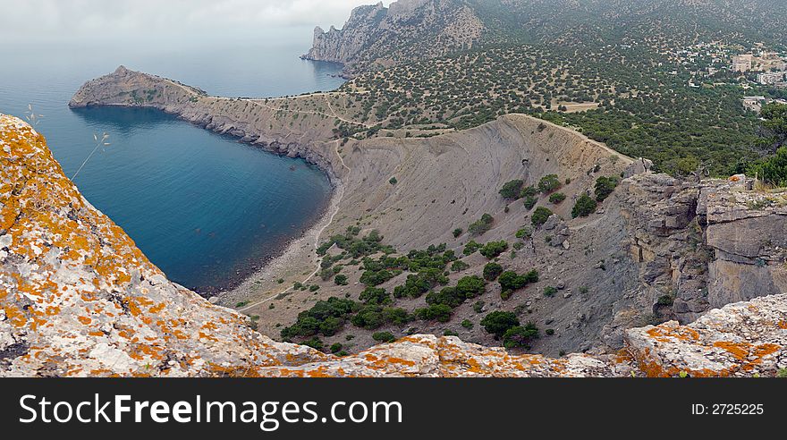 Coastline landscape of Novyj Svit reserve (Crimea, Ukraine). Original of this composite picture have 72 megapixel.