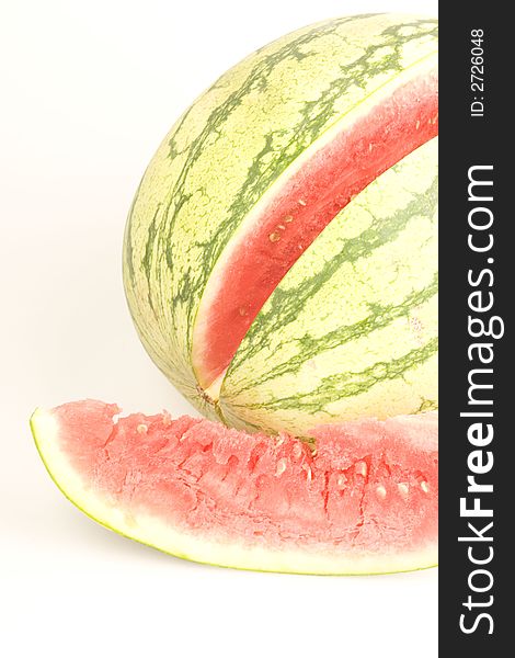 Fresh and juicy watermelon on the white