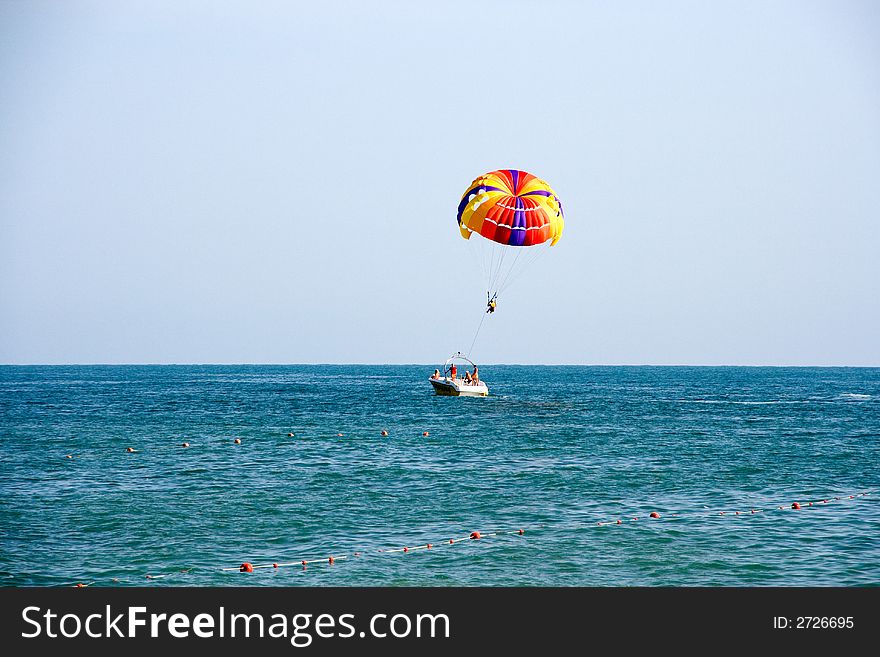 Parasailing on the summer sea