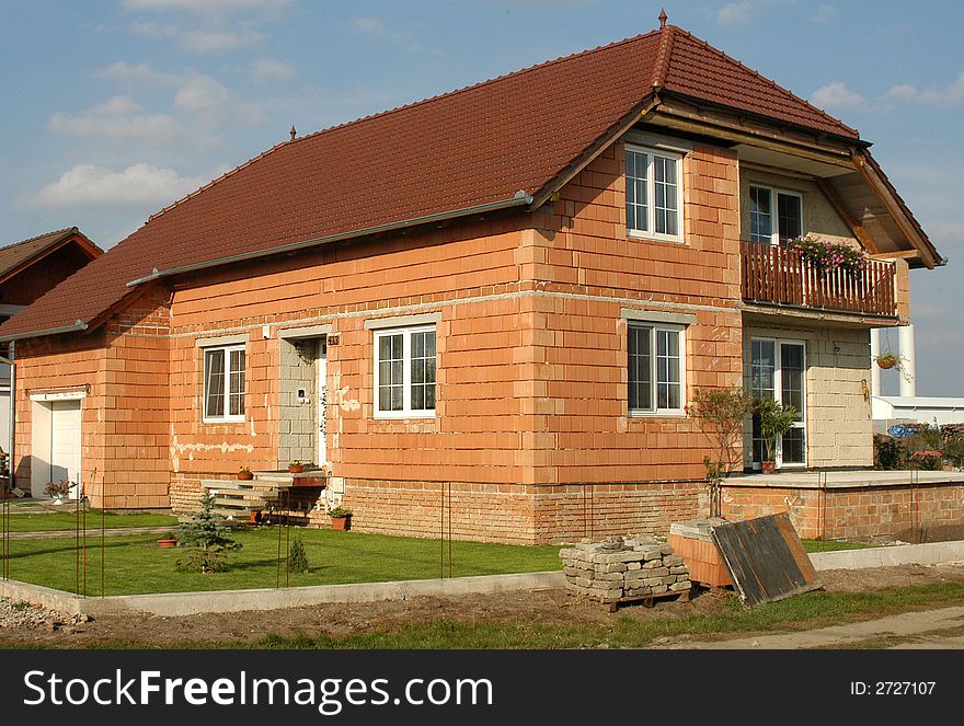 An almost finished house without plaster. An almost finished house without plaster