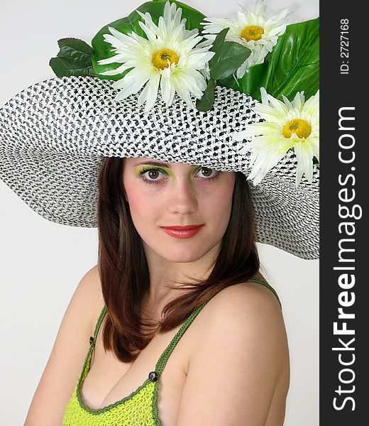 Girl With Flowers In Her Hat