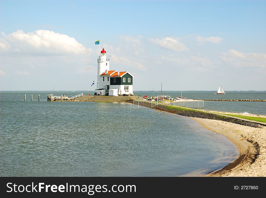 The lighthouse of the ilse of Marken, nicknamed because of its shape Het Paard (the horse). The lighthouse of the ilse of Marken, nicknamed because of its shape Het Paard (the horse)