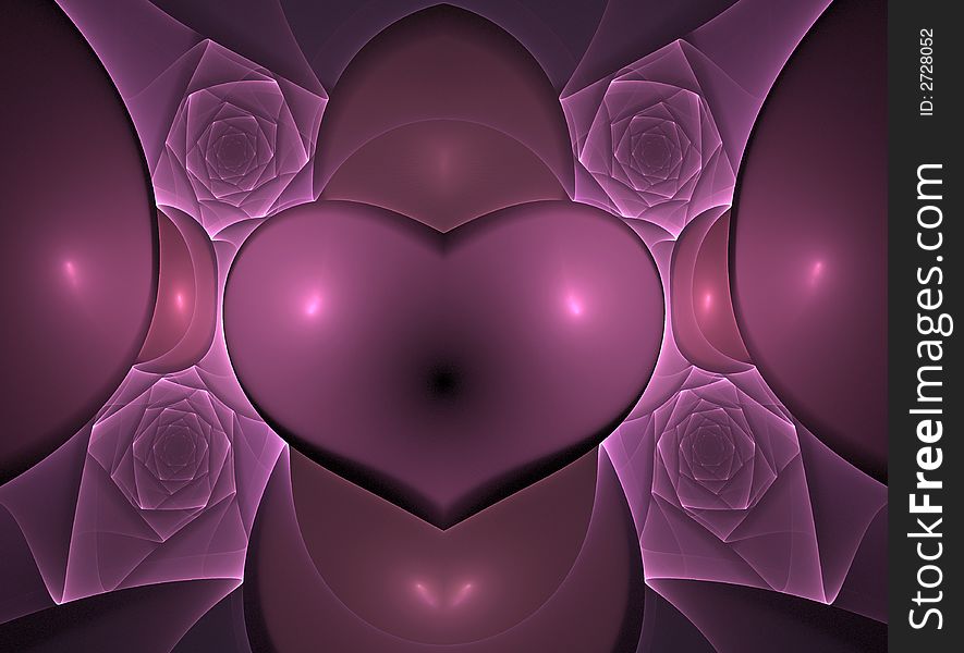 Fractal 3D Heart Shape in pink