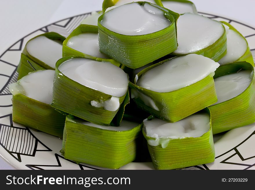 Thai Style Dessert Wrapped With Banana Leaf