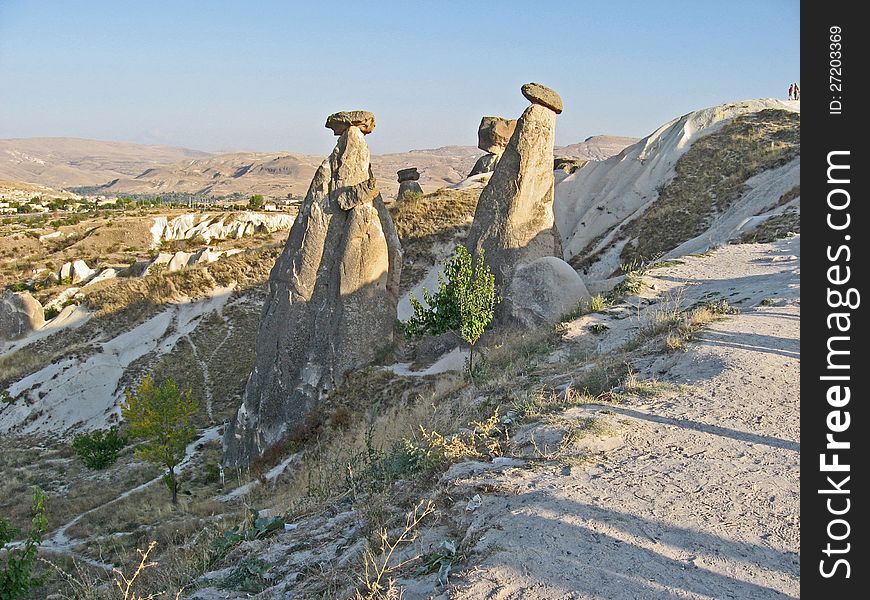 Three fairy chimneys in Cappadocia, Turkey. Three fairy chimneys in Cappadocia, Turkey