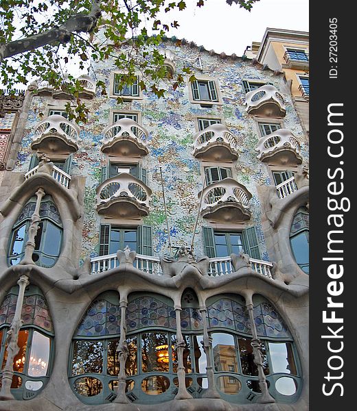 BatllÃ² house, designed by GaudÃ¬ in Barcelona, view of the facade