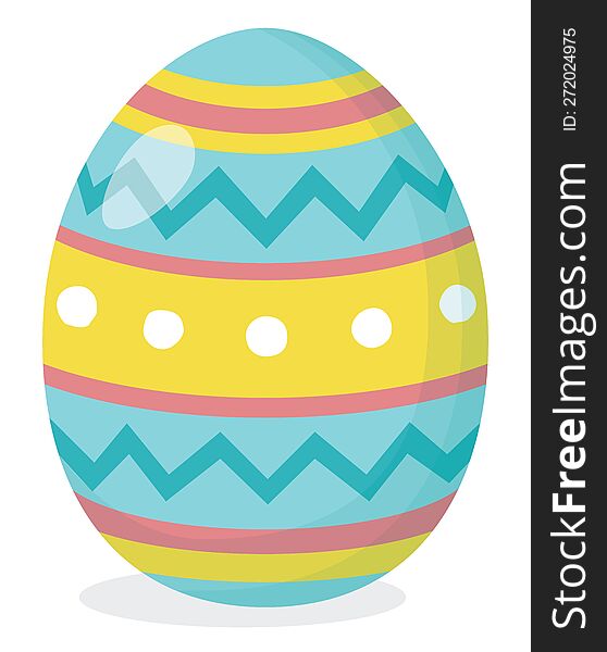 Easter Egg Isolated On White Background. Vector Illustration In Flat Style.