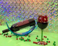 Red Wine In A Holiday Wine Glass Royalty Free Stock Images