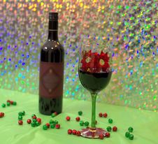 Red Wine In A Holiday Wine Glass Royalty Free Stock Photography
