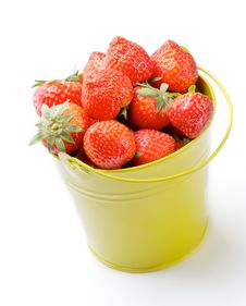 Strawberries Inside Yellow Bucket Stock Images Strawberries Inside Yellow Bucket Stock Images