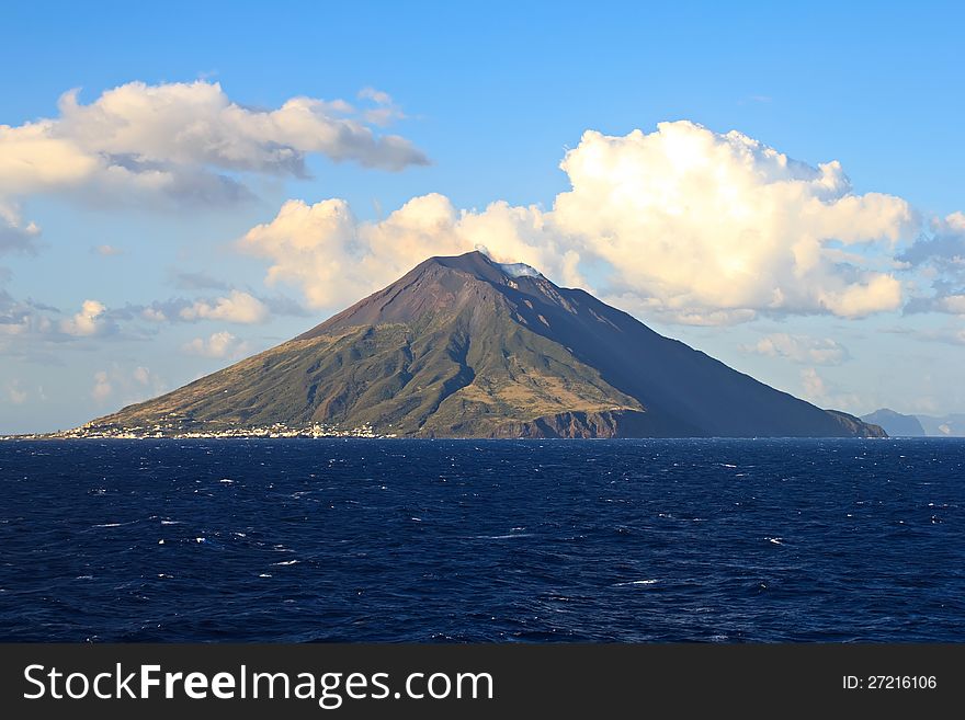 Stromboli volcano island in the Mediterranean sea Sicily Italy. Stromboli volcano island in the Mediterranean sea Sicily Italy