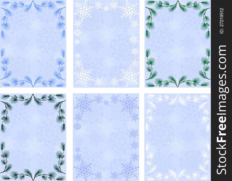 Winter backgrounds.snowflakes.pine branches