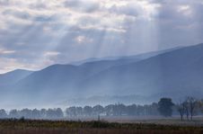 Sunrays Cover The Open Fields Of Cades Cove. Stock Photos Sunrays Cover The Open Fields Of Cades Cove. Stock Photos