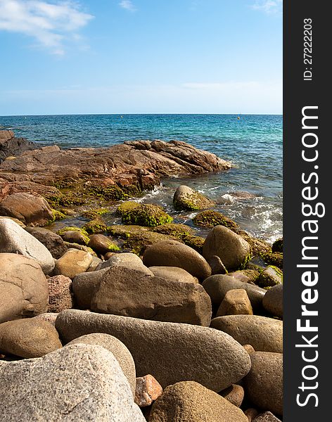 Sant Feliu Guixols. Sunny beach in Catalonia.