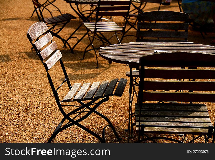 Image of tables and chairs outside a restaurant