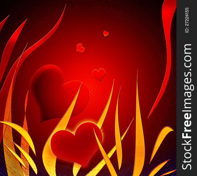 Stylish red heart with decorative elements on a gradient background as the theme for Valentine's Day