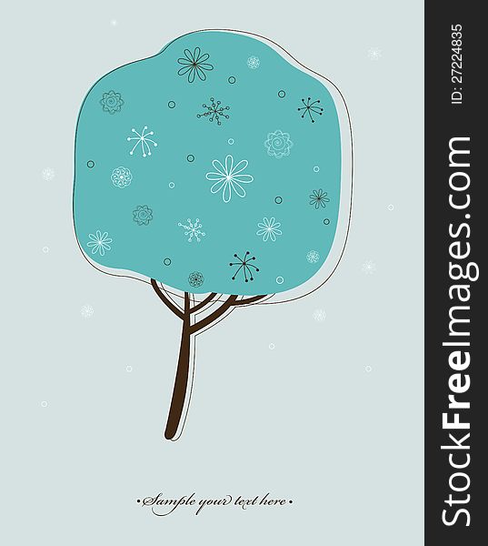 Stylized winter tree with snowflakes. Stylized winter tree with snowflakes.