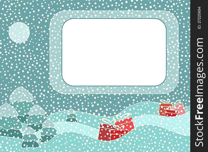 Christmas night card, vector illustration