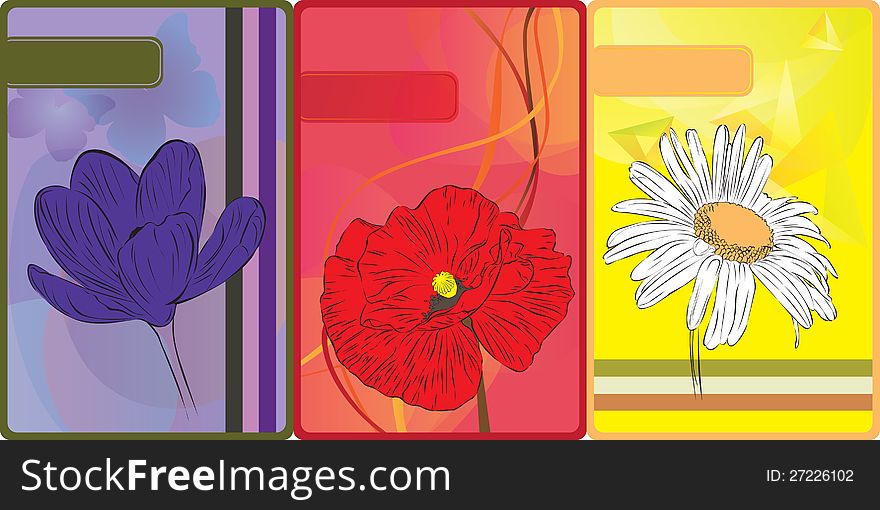 Set Of Cards With Flowers