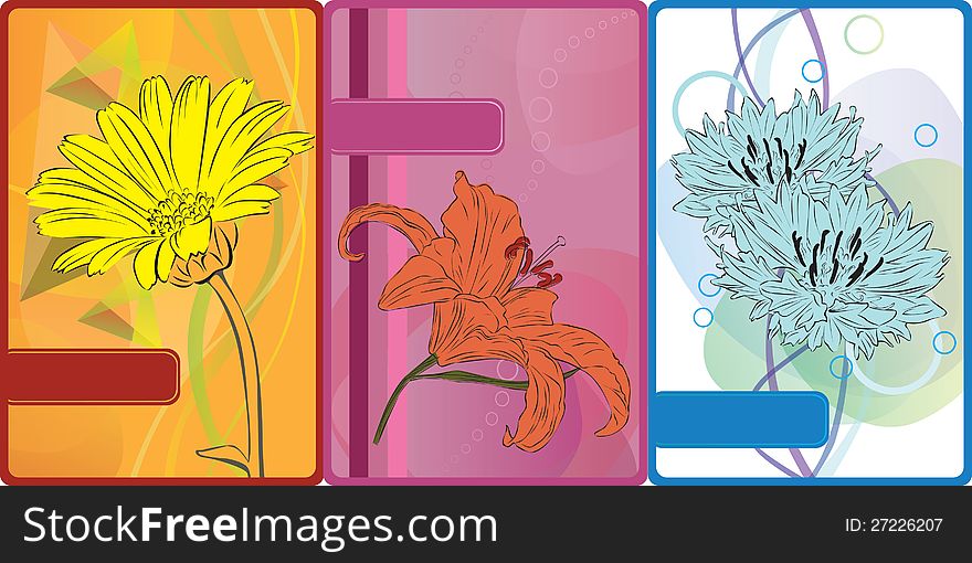 Set of cards with flowers