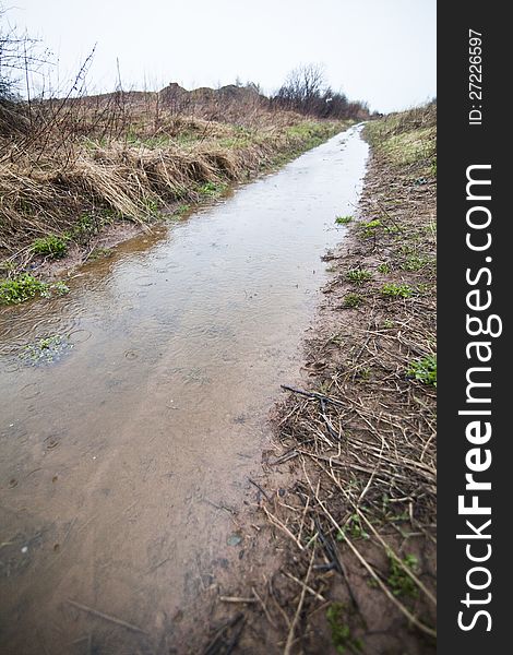 Flooded Path and a boring day with little bit of rain. Flooded Path and a boring day with little bit of rain