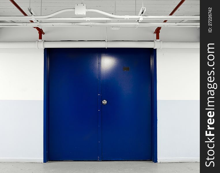 Blue Door of a freight elevator