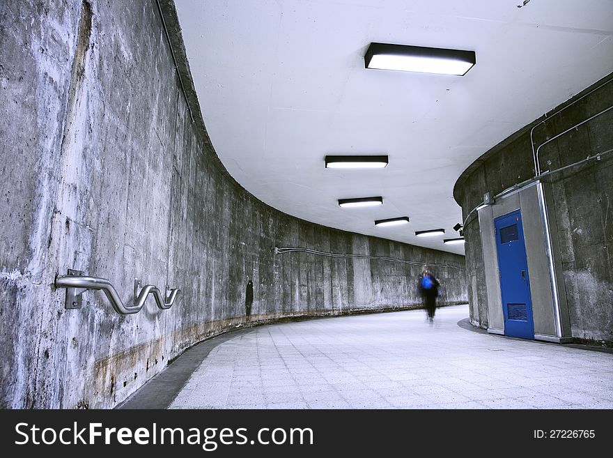 Underground Grunge Metro Corridor - One Person