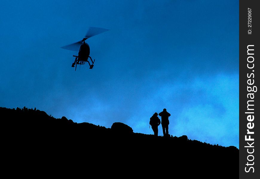 Helicopter In The Mountains