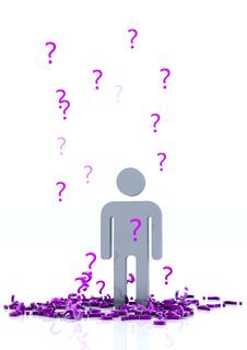 Man With Question Rain On White Background Stock Image