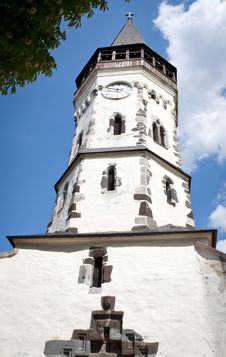 Very Old White Church Tower Royalty Free Stock Image