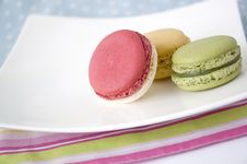 Colorful Macarons On Color Line Stock Photography Colorful Macarons On Color Line Stock Photography