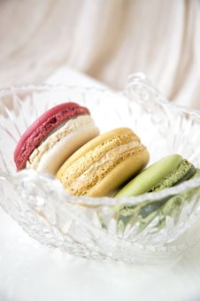 Macarons In Glass Basket Stock Images Macarons In Glass Basket Stock Images