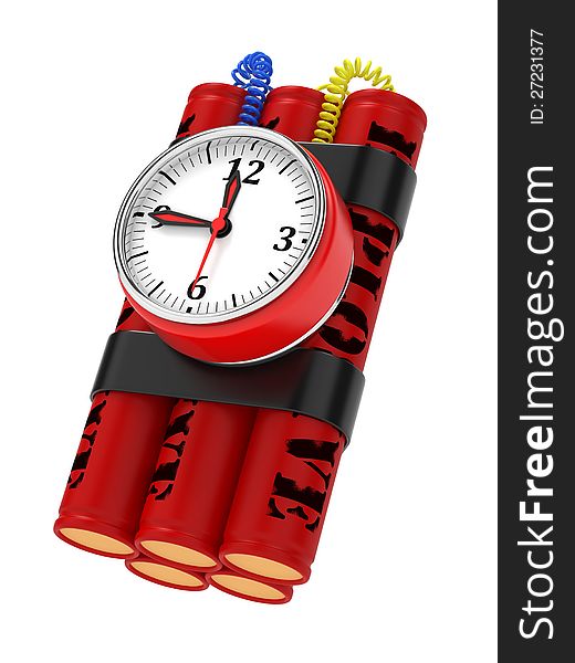 Dynamite Bomb With Clock Timer.