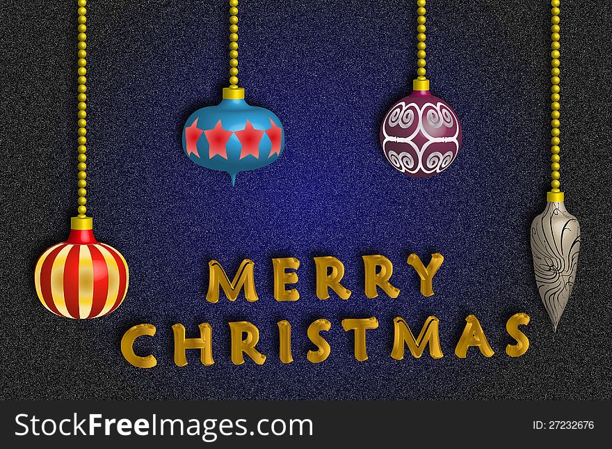 Merry Christmas card with colorful balls