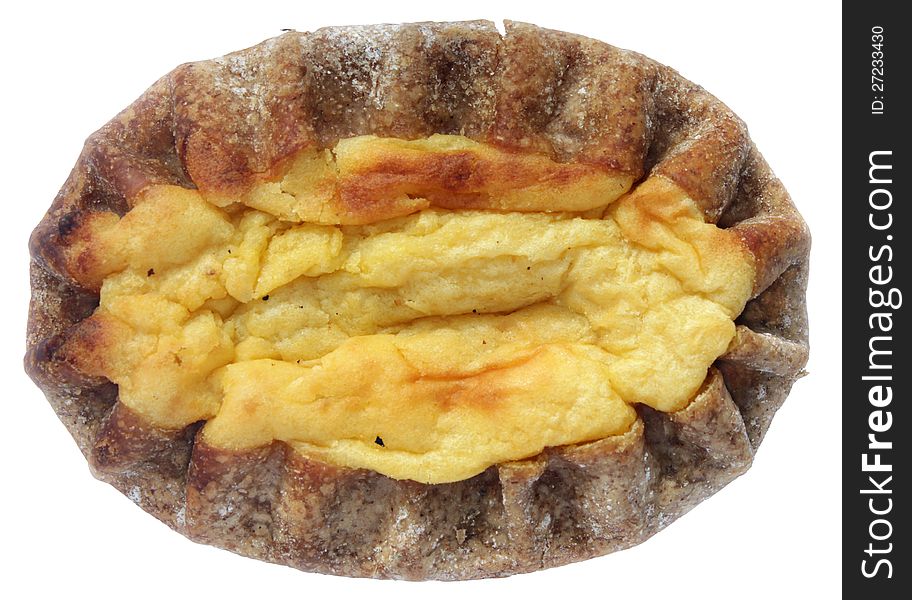 Traditional Karelian and Finnish potato pasty isolated on a white background. Traditional Karelian and Finnish potato pasty isolated on a white background