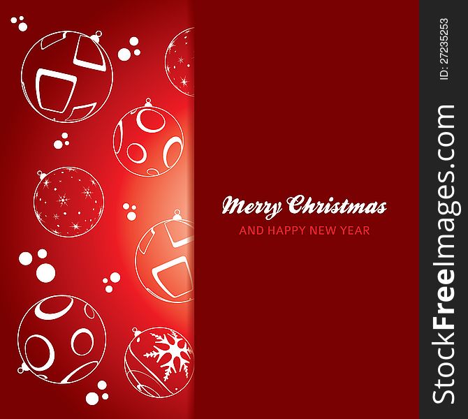 Christmas card background with various christmas balls, vector illustration