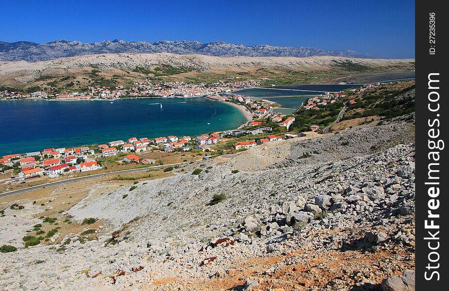 Pag Island And Village, Croatia, Adriatic Sea