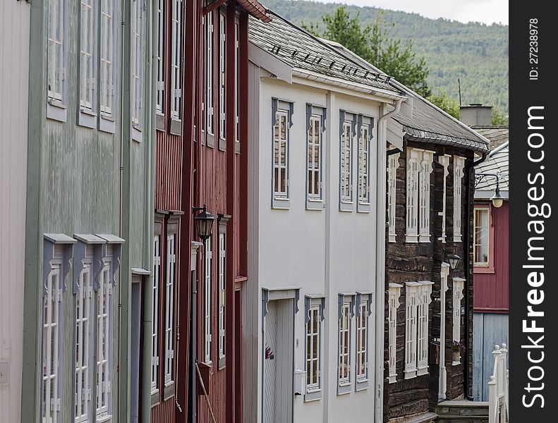 Colorful houses in eastern norway town. Colorful houses in eastern norway town