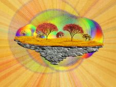 Abstract Floating Island With Autumn Trees Royalty Free Stock Photos Abstract Floating Island With Autumn Trees Royalty Free Stock Photos