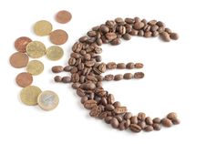 Euro Symbol Composed From Coffee Beans And Euro Co Stock Images Euro Symbol Composed From Coffee Beans And Euro Co Stock Images