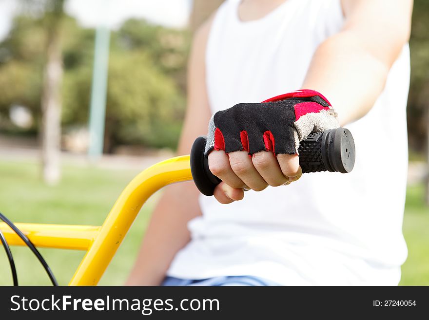 Sports cycling fitness outside in the summer