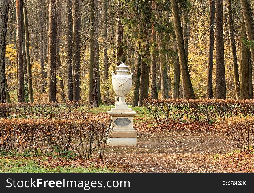 Decorative vase in park