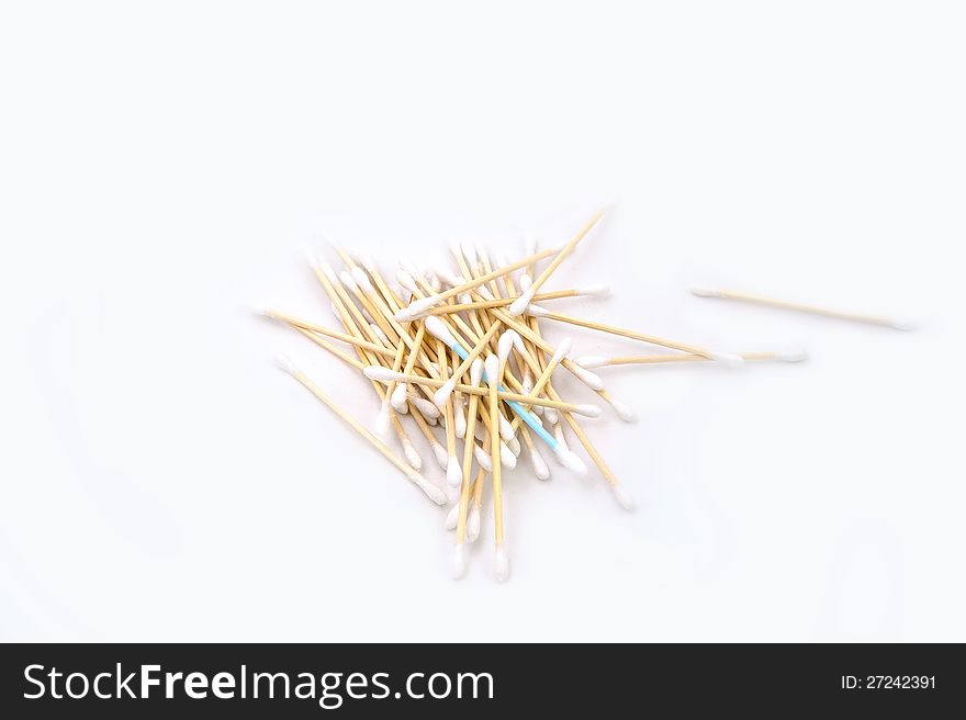 Heap of cotton sticks isolated on the white background