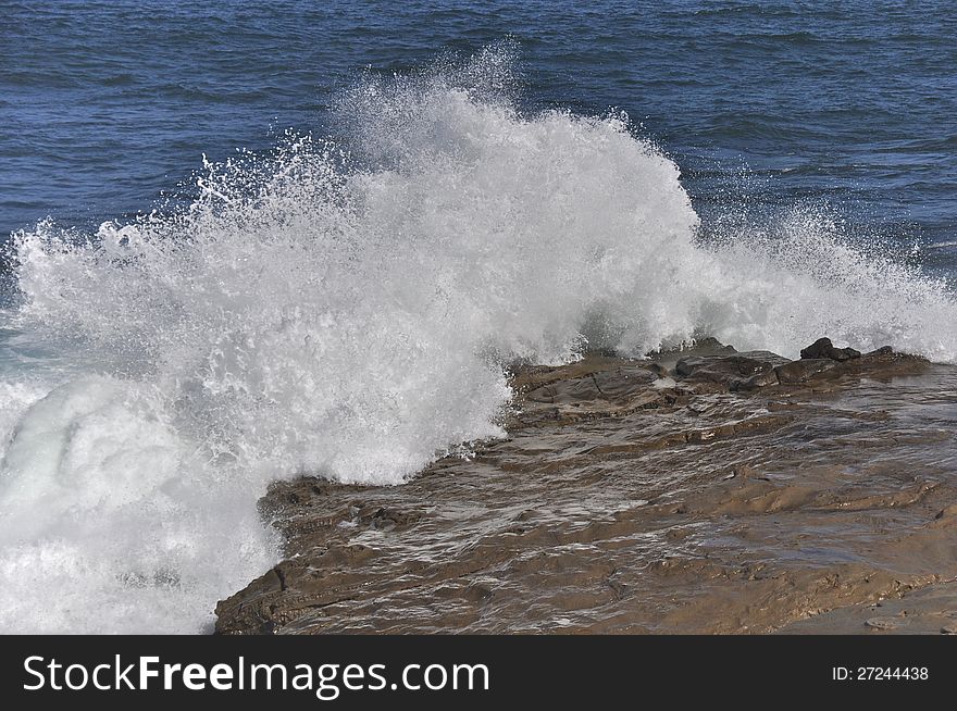 Waves cashing onshore at La Jolla in San Diego, California. Waves cashing onshore at La Jolla in San Diego, California