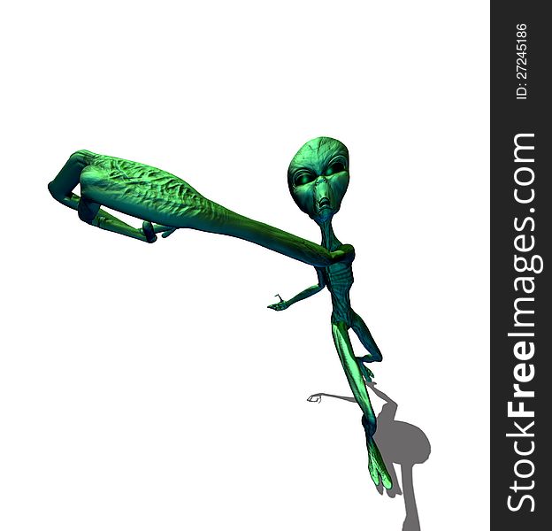 Abstract 3d render of green alien on white background. Abstract 3d render of green alien on white background.