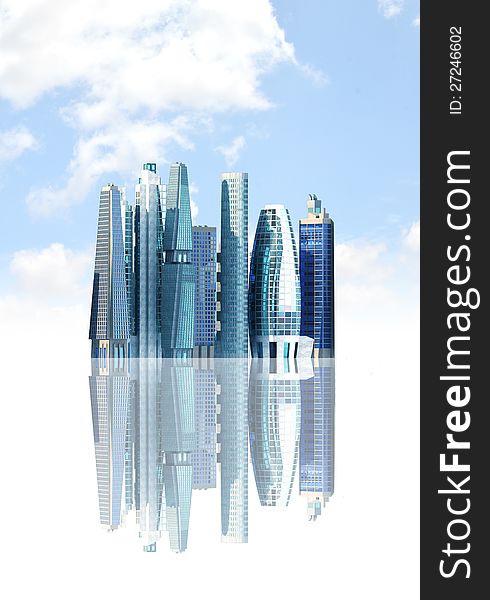 Illustration of modern and futuristic architectural city background. Illustration of modern and futuristic architectural city background